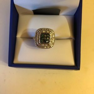 Blue and white diamond in sterling silver